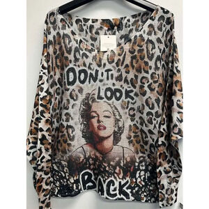 L33 Loowie Lady Leopard V-Neck Printed Knitted Sweater One Size